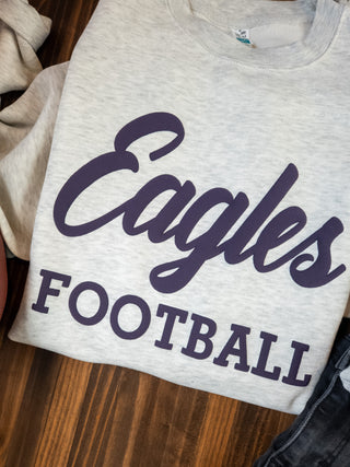 Eagles Football Puff Oatmeal Plush Crewneck Sweatshirt