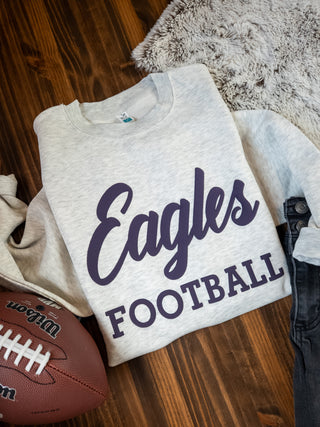 Eagles Football Puff Oatmeal Plush Crewneck Sweatshirt