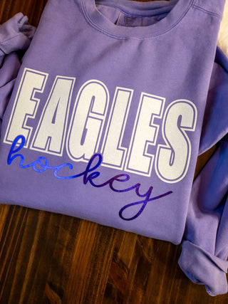 Eagles Hockey Dyed Violet Crewneck Sweatshirt