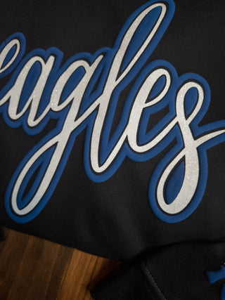 Eagles IW Puff Print Black Crewneck Sweatshirt