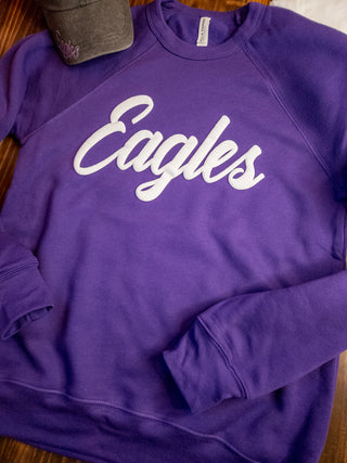 Eagles Puff Print Purple Crewneck Sweatshirt