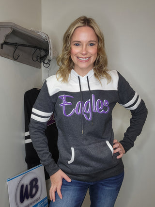 Eagles Heather Black Varsity Hoodie - Ladies Fit