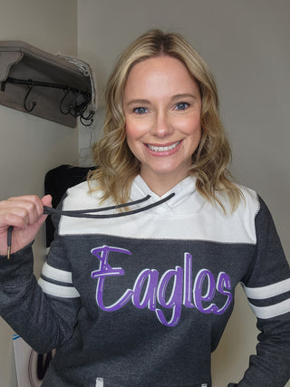 Eagles Heather Black Varsity Hoodie - Ladies Fit