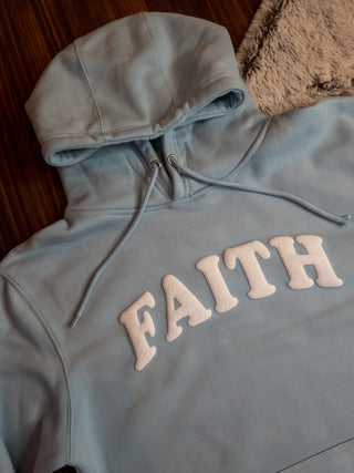 Faith Puff Print Blue Mist Hooded Sweatshirt