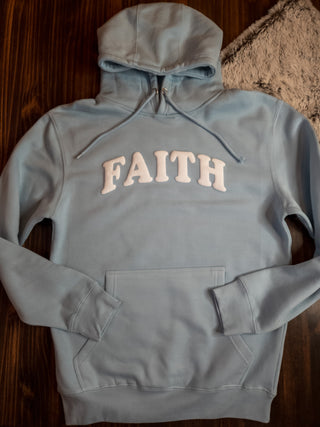 Faith Puff Print Blue Mist Hooded Sweatshirt