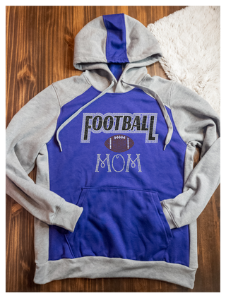 Football Mom Purple Rhinestone Spirit Hoodie