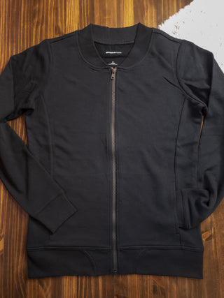 Arrows Rhinestone Black French Terry Bomber Zip-Up