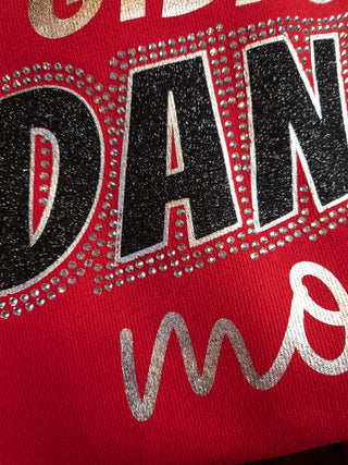 Gibbon Dance Mom Red Rhinestone Crewneck Sweatshirt