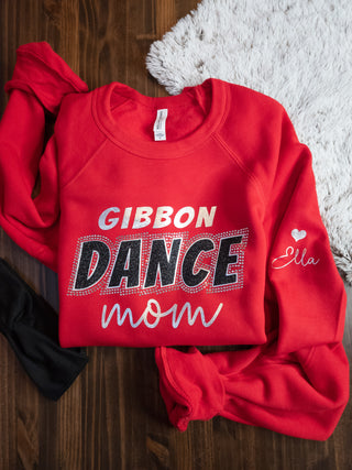 Gibbon Dance Mom Red Rhinestone Crewneck Sweatshirt