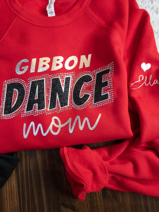 Gibbon Dance Mom Red Rhinestone Crewneck Sweatshirt
