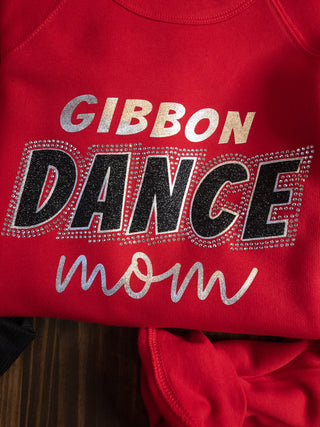 Gibbon Dance Mom Red Rhinestone Crewneck Sweatshirt