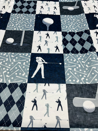 Golfing Quilt Blocks Minky Blanket *Can Add Custom Embroidery