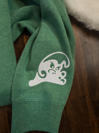 Green Wave Grandma Cheers The Loudest Rhinestone Heather Green Crewneck Sweatshirt