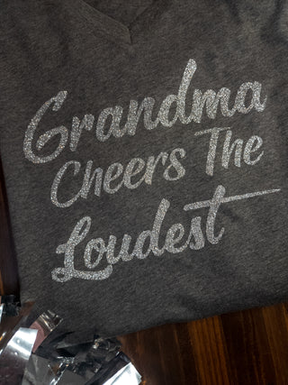 Grandma Cheers The Loudest V-Neck Tee