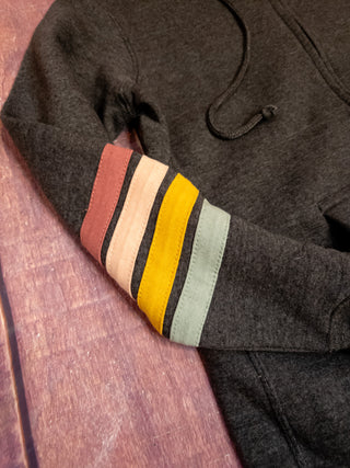 You Are Enough Gray Sleeve Striped Crewneck Sweatshirt