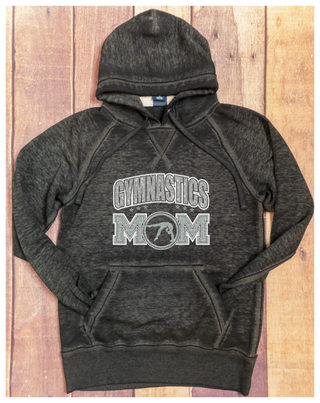 Gymnastics Mom Rhinestone Fleece Hoodie - White/Silver