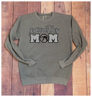 Gymnastics Mom Dyed Gray Crewneck Sweatshirt - Silver/Black