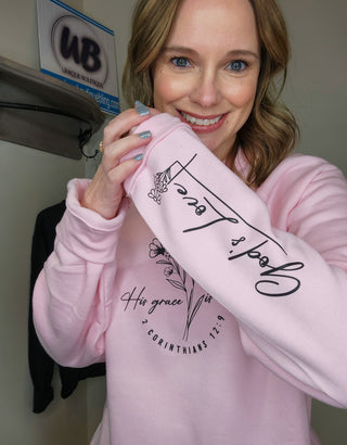 His Grace is Enough Pink Crewneck Sweatshirt