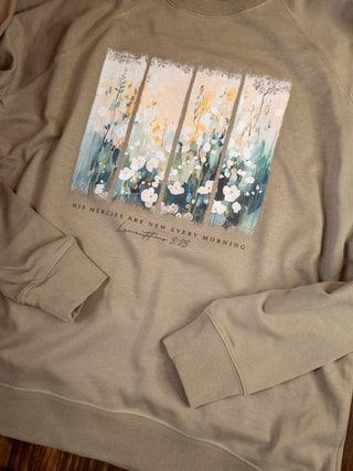 His Mercies Are New Every Morning Olive French Terry Crewneck Sweatshirt