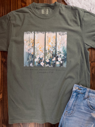 Her Mercies Are New Every Morning Sage Dyed Tee