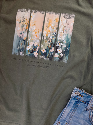 Her Mercies Are New Every Morning Sage Dyed Tee