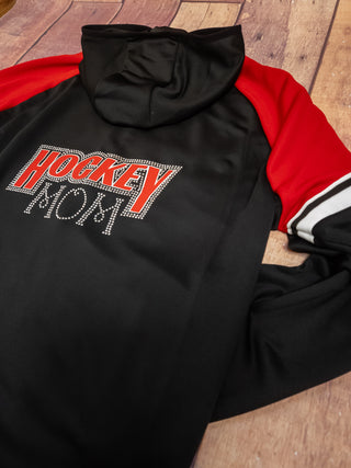 XL Hockey Mom Rhinestone Retro Jacket - Black & Red