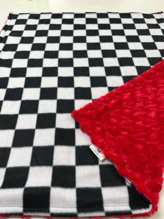 Checkered Plaid Blanket w/Red Minky Backing *Ready to Ship