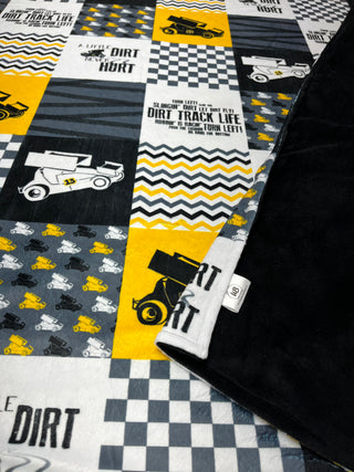 Sprint Cars #13 & Dirt Never Hurt on Quilt Blocks Minky Blanket