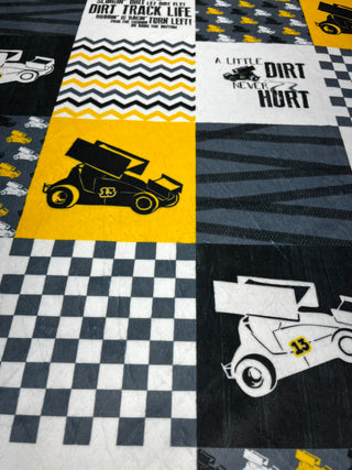 Sprint Cars #13 & Dirt Never Hurt on Quilt Blocks Minky Blanket