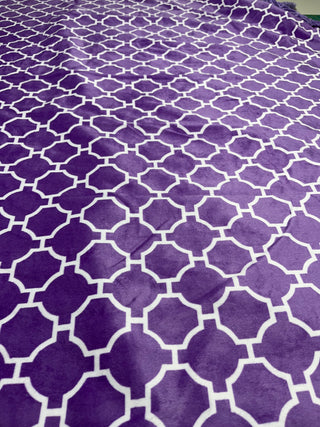 Purple Geometirc Design Minky Blanket with Purple Ziggy Minky Backing * Ready to Ship