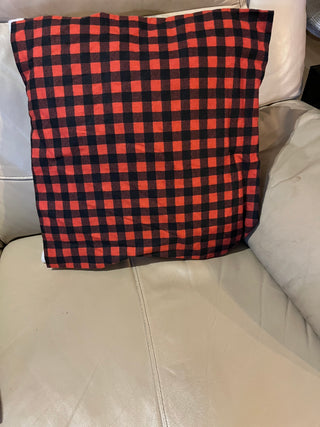 Black & Red Buffalo Plaid Flannel Pillow Cover 18"