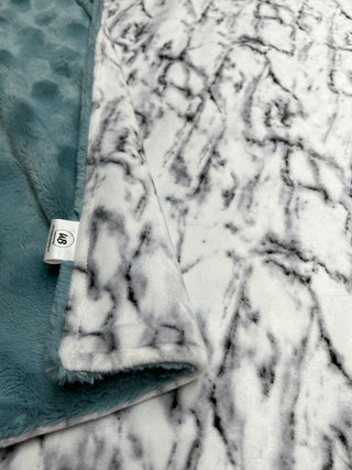 White & Grey Marble Minky Blanket *Many backing Options *Ready To Ship