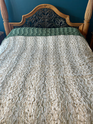 Green Snowy Owl / Green Glacier - Double Sided Minky Blanket - Ready to Ship Sizes