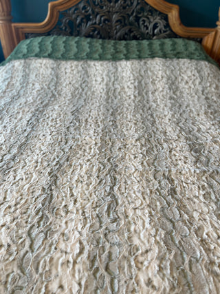 Green Snowy Owl / Green Glacier - Double Sided Minky Blanket - Ready to Ship Sizes