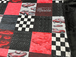 Red Muscle Cars Minky Blanket *Choose backing