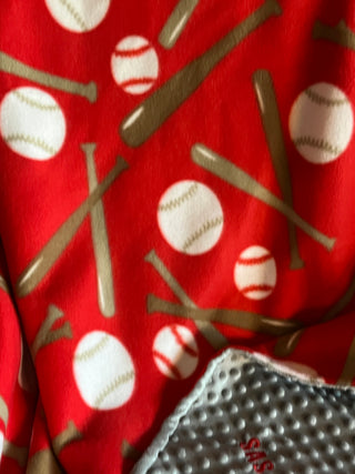 Red & Black Baseball Blanket **Choose Backing *Can Add Customization