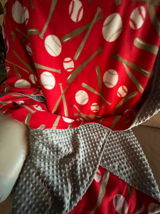 Red & Black Baseball Blanket **Choose Backing *Can Add Customization