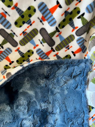 Airplanes Minky Blanket -  Ready To Ship