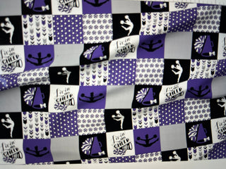 Purple Live Love Cheer Quilt Blocks Minky Blanket *Choose Size & Backing *Can Add Custom Embroidery