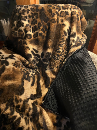 Brown Spotted Animal Print Faux Fur Minky Blanket * Ready to Go!