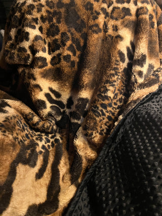 Brown Spotted Animal Print Faux Fur Minky Blanket * Ready to Go!