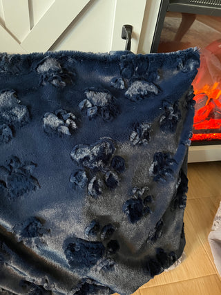 "PawSome" Paw Prints Blanket w/Paw Print Embossed Minky  -* Ready To Ship Sizes & Color Options