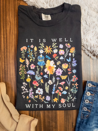 It Is Well Black Dyed Tee