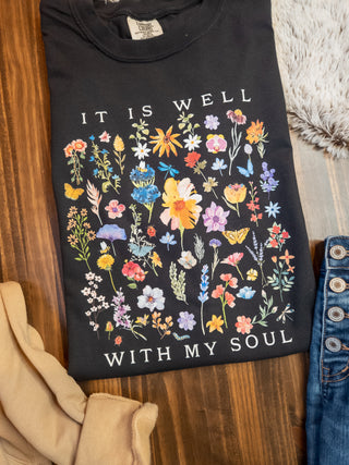 It Is Well Black Dyed Tee
