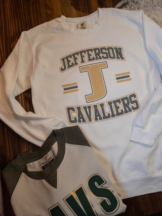 Jefferson Cavaliers Dyed White Crewneck Sweatshirt