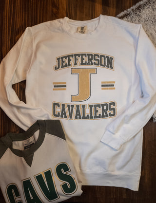 Jefferson Cavaliers Dyed White Crewneck Sweatshirt