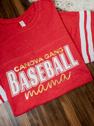 Canova Gang Baseball Mama Sparkle Red Jersey Tee