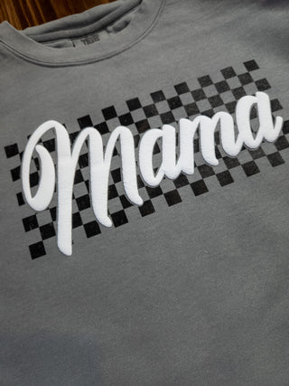 Mama Checkered on Dyed Gray - More Options