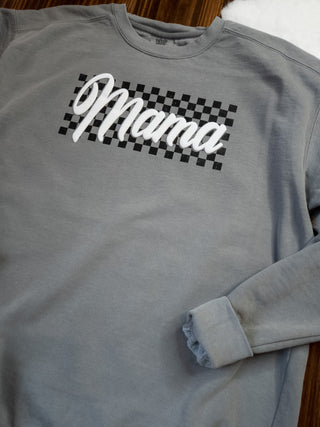 Mama Checkered on Dyed Gray - More Options
