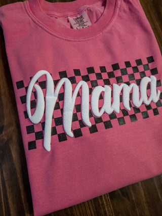 Mama Checkered Dyed Crunchberry Tee